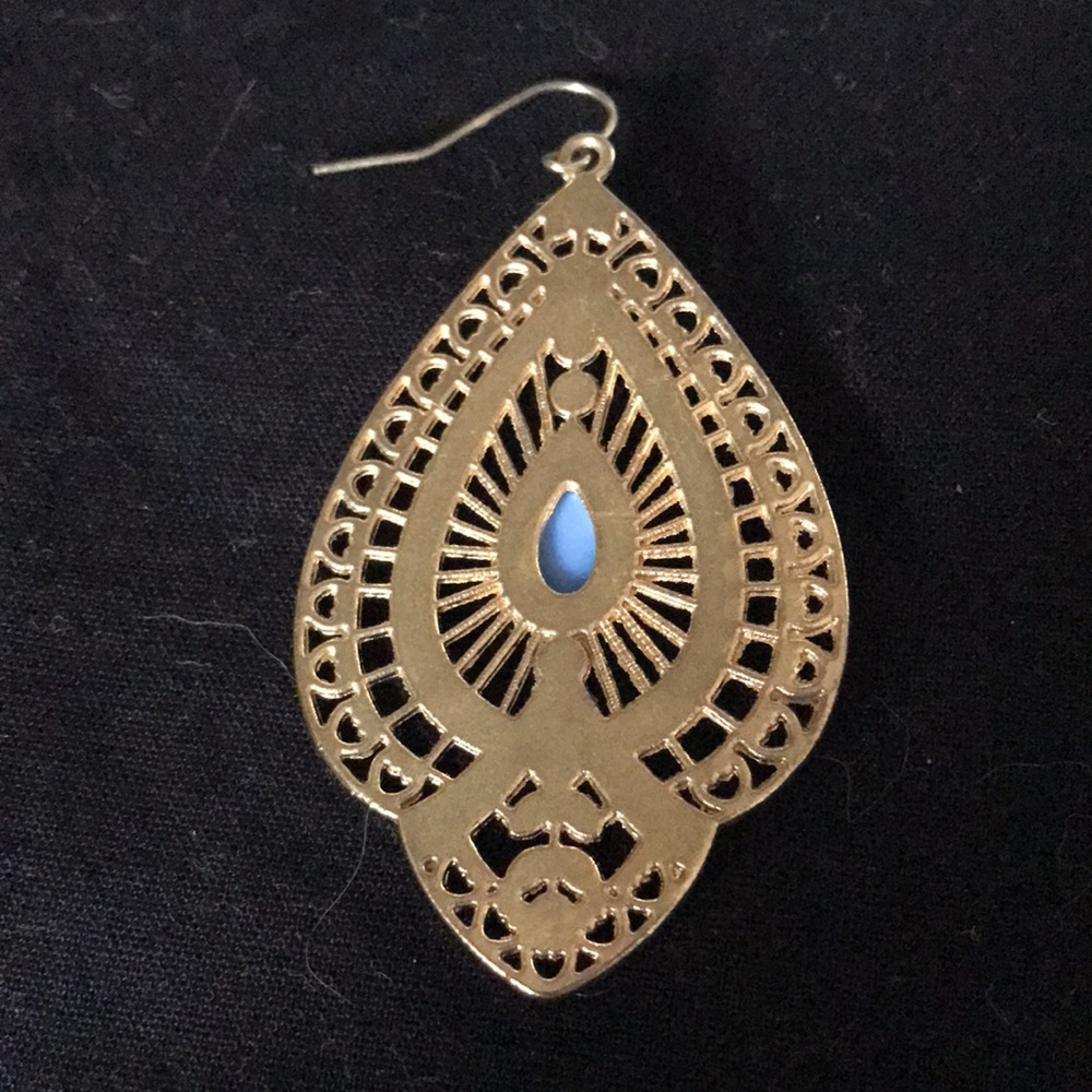 NWOT Gold and Turquoise Colored Earrings - Picture 4 of 7